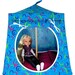 Toy Pop Up Tent, Sleeping Bags, turquoise, swirl print fabric