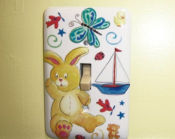 Baby themed steel single light switch cover