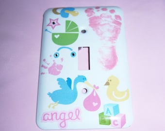 Baby Girl themed steel single light switch cover