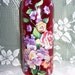 Reserved for LeeAnn - Red vase - multi floral - swarovski crystals