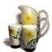 Vintage Floral Water Pitcher and Glasses Hand Painted Yellow Nasco China