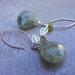 Prehnite and Vessonite Earrings with Sterling Silver Leaf.