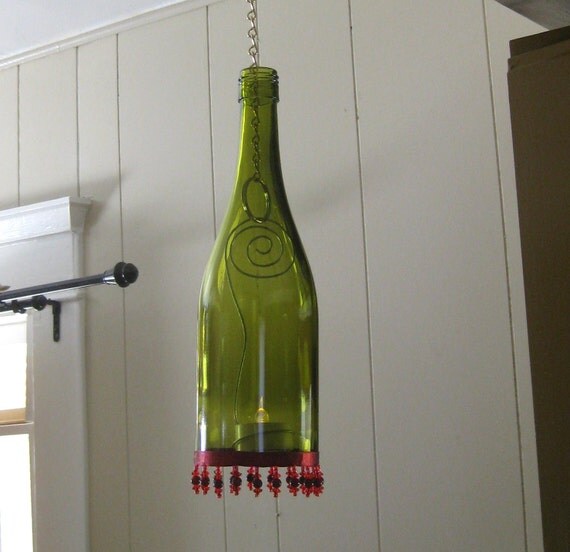 Items similar to Recycled Wine Bottle Lantern/Candle Holder on Etsy