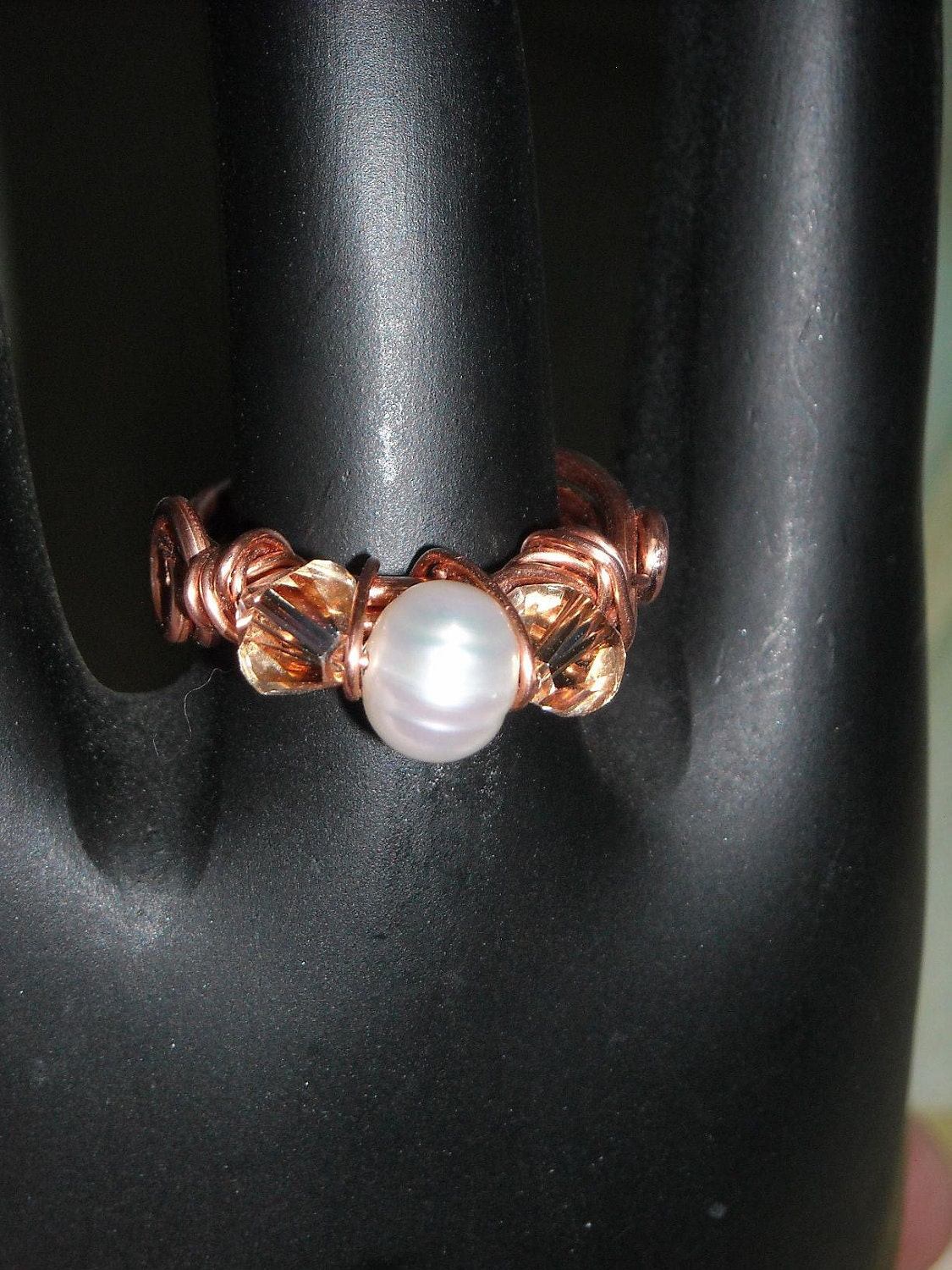 Freshwater Pearl And Crystal Copper Wire by UnikButikJewelry
