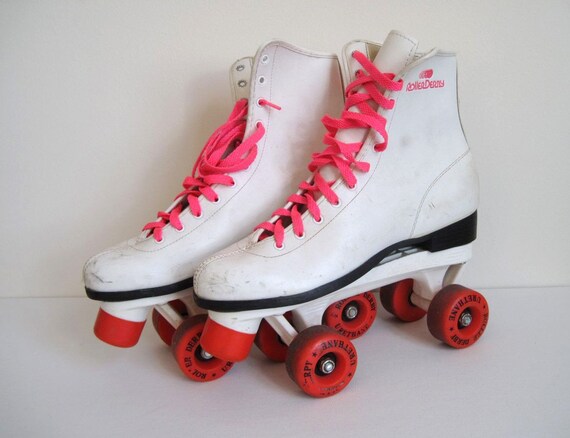 Vintage 80s Hot Pink and White Roller Derby Roller Skates