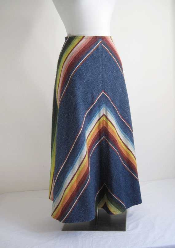 Vintage Mexican Blanket Skirt in Chevron xs-s