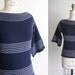 Vintage 70s Nautical Navy Striped Bell Sleeve Sweater - S