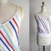VINTAGE 80s White Striped Cami Tank Top - S/M