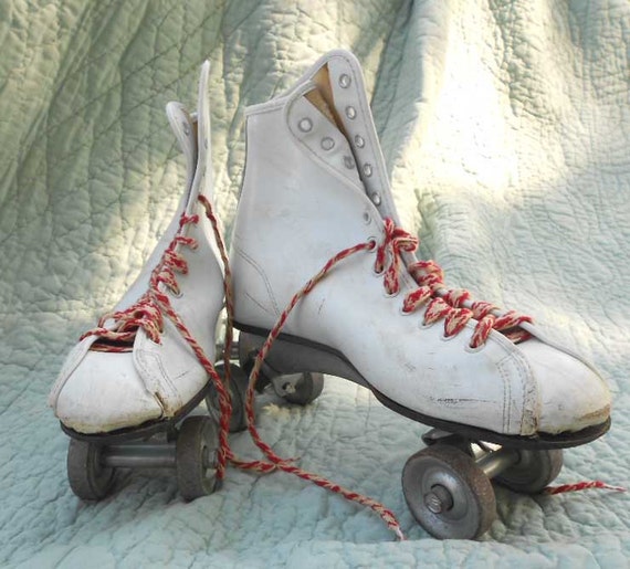 Vintage Roller Derby skates from the 1960s with metal wheels
