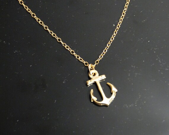 Anchor charm necklace in gold 14K gold filled necklace