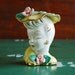 Vintage Lady Vase, Yellow and Gold with Flowered Hat