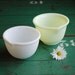 Milk Glass Mixing Bowls, Yellow and White Vintage Kitchen