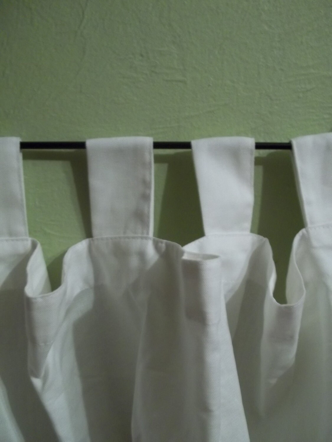 Burlap White Cotton Tab Top/Pole Top Curtain Panel