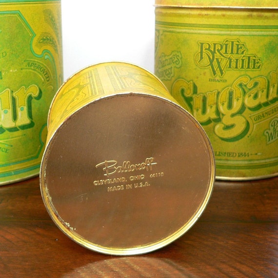 Set of 4 Ballonoff dry goods canister tins flour sugar coffee