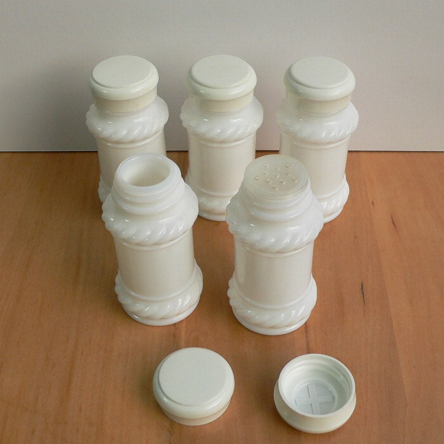 Vintage milk glass spice jars bud vases set of by VioletQVintage