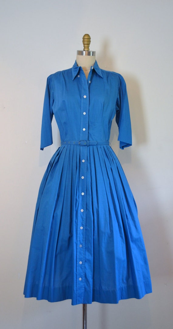 Vintage 1960s Blue ShirtWaist Dress by LizsVintageSoffitta on Etsy