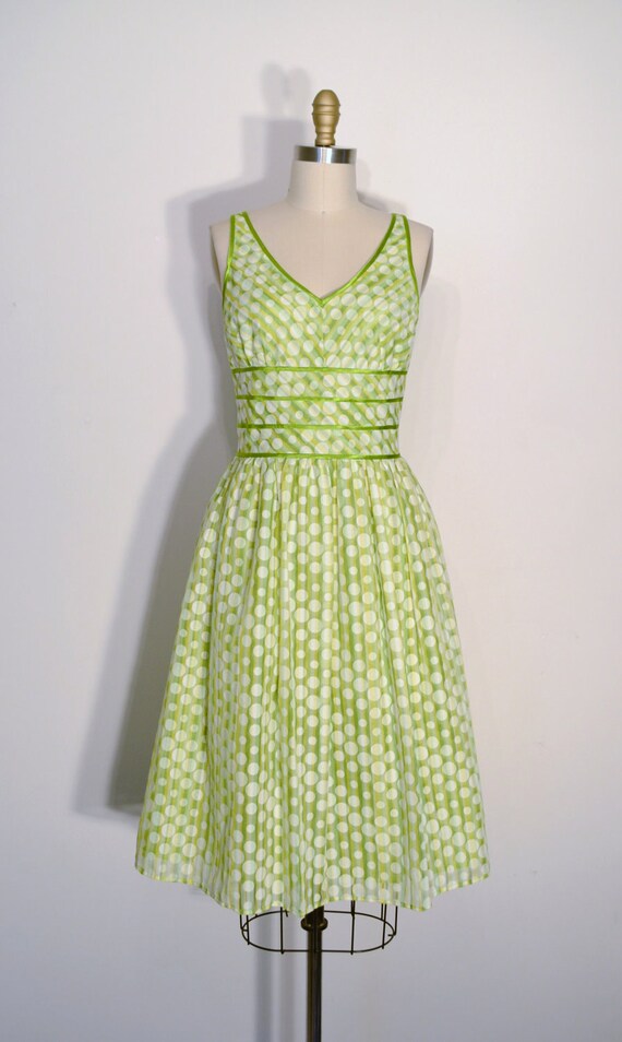 Vintage 1960s Dress 60s Sun Dress Lime by LizsVintageSoffitta