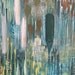 Ethereal Water Forest with Green Drop Abstract Painting- Large Modern Painting in White -Orange- Blues Yellows and Greens
