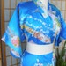 Vintage Japanese Cherry Blossom Kimono - Blue with Flower Blossoms - CIJ SALE
