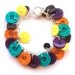 Button Bracelet: Orange, Turquoise, Yellow, Purple, Quirky Colorful Button Bracelet