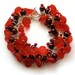 SALE, Red Rose Bracelet, Pearl, Beaded Cluster Bracelet