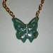 Ceramic Blue Spruce Butterfly Necklace with Crystals