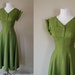 Vintage Dress 40s 50s Peridot Green Woven Full Skirt Gown XS S