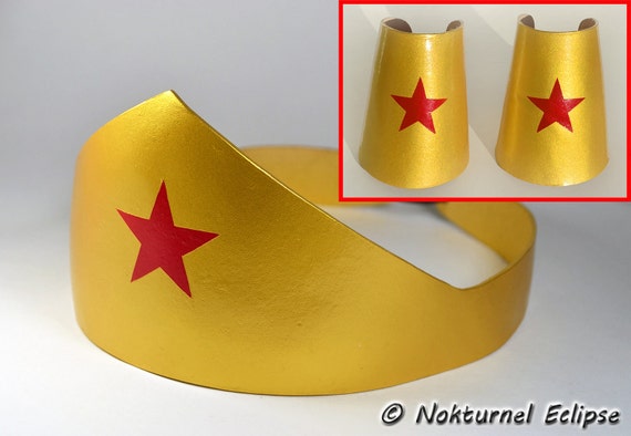 Download Wonder Woman Gold Tiara Headpiece & Cuffs Adult Set Justice