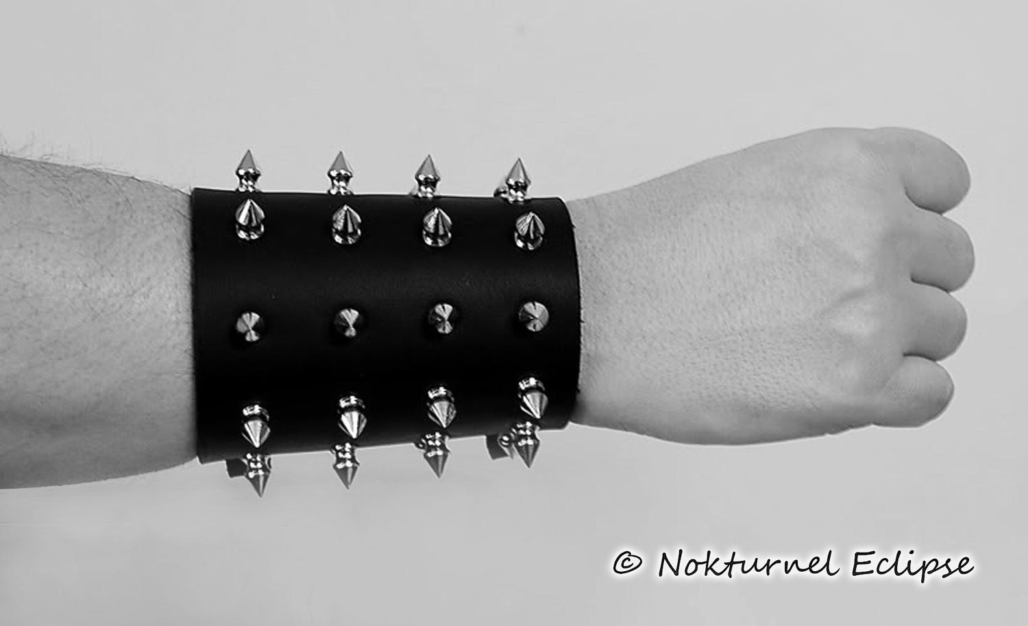 Spiked Leather Wristband Gauntlet Bracer Cuff w/ 1/2 Inch