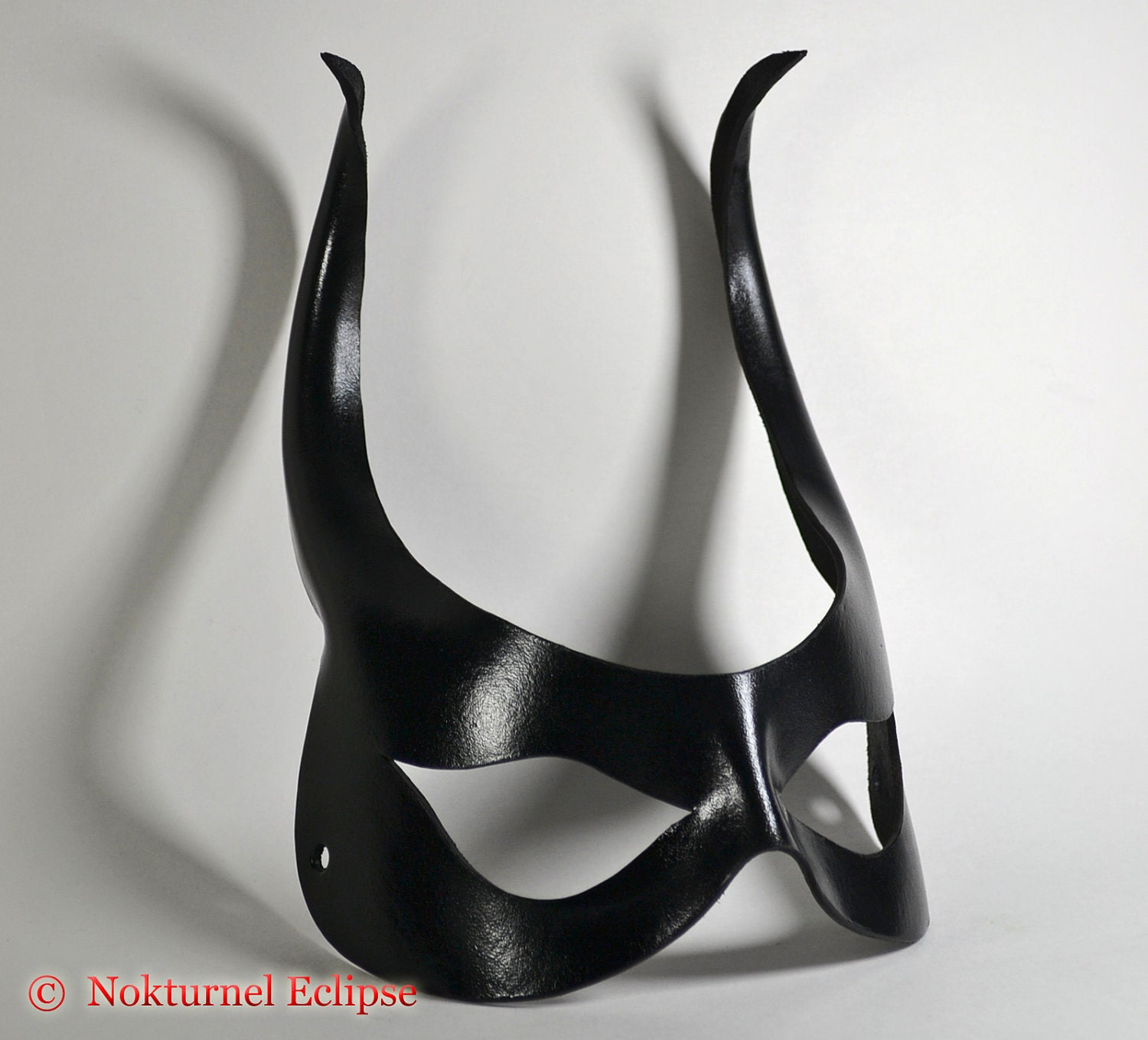 Black Devil Leather Mask With Long Horns Halloween Fantasy 9533