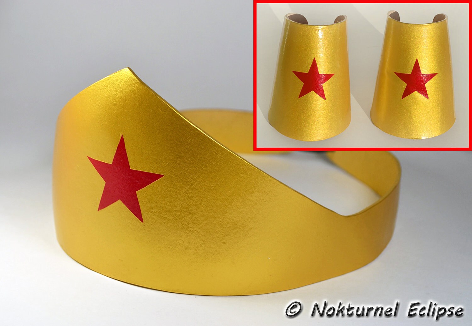 Wonder Woman Gold Tiara Headpiece & Cuffs Adult Set Justice