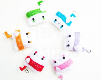 Juice Pouch Keychain - Food Keychain, Kawaii Keychain, Felt Food, Key Ring, Cell Phone Charm, Party Favors, Stocking Stuffer