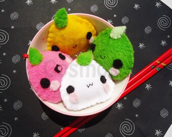 Mochi Keychain or Phone Charm - Food Keychain, Kawaii Keychain, Felt Food, Key Ring, Cell Phone Charm, Party Favors, Stocking Stuffer