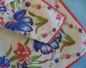 tiny pink and blue flowers vintage hanky