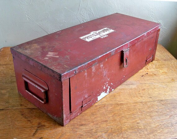 Nicely Distressed Mid-Century Proto Tools Metal Toolbox