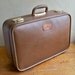 1970's Brown Skyway Suitcase with United Airlines Leather Logo