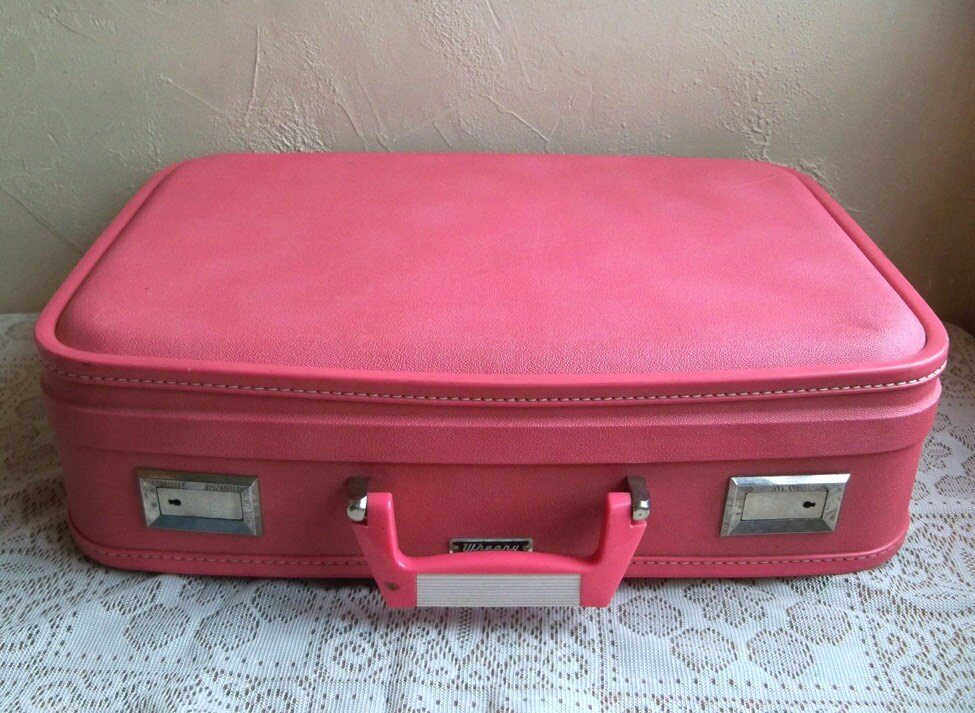 Super Cute 1960's Barbie Pink Wheary Suitcase Overnight