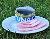 Reserved for Freshtart: Felt 5 piece Tuna Can set with Removable Tuna Pieces and 3 pieces Shrimp