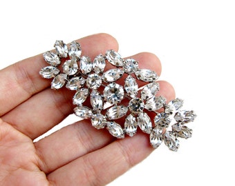 1 Crystal Rhinestone Brooch for Wedding Bridal Sash Cake Decoration Gift Box Shoe Clip Ring Pillow BRO-014 (75mm or 3 inch)