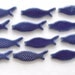 Ceramic mosaic tiles, Handmade blue fish tiles