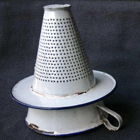 Beautiful vintage enamel funnel