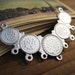 FS078- Filigree component, silver plated tone, gems setting, 50mm, 4pcs