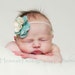 Blue and beige flower headband.