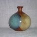 Vintage Pottery Craft, blue, brown, beige, onion shaped "weed vase"