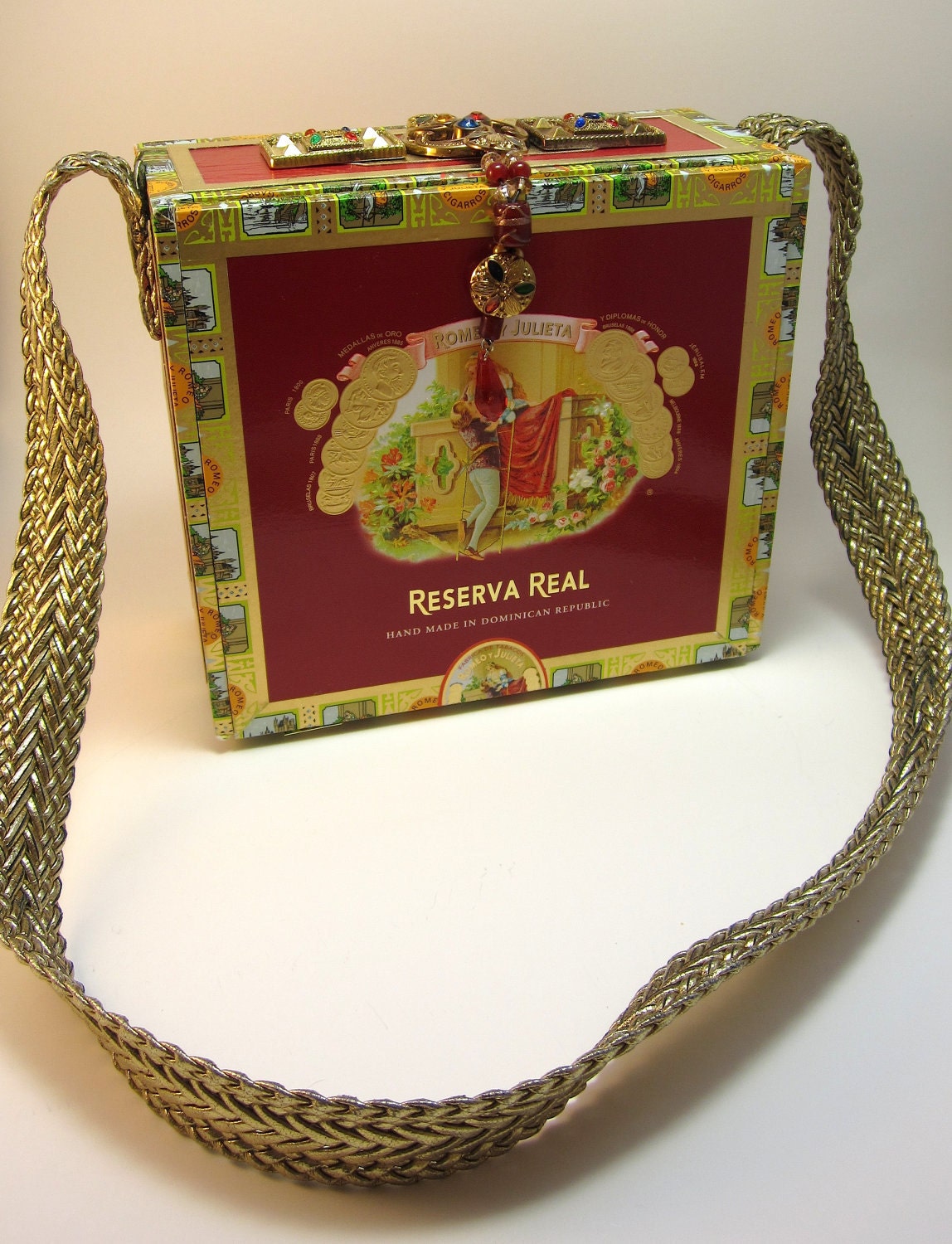 Cigar Box Purse Red and Gold Romeo y Julieta Upcycled Cigar