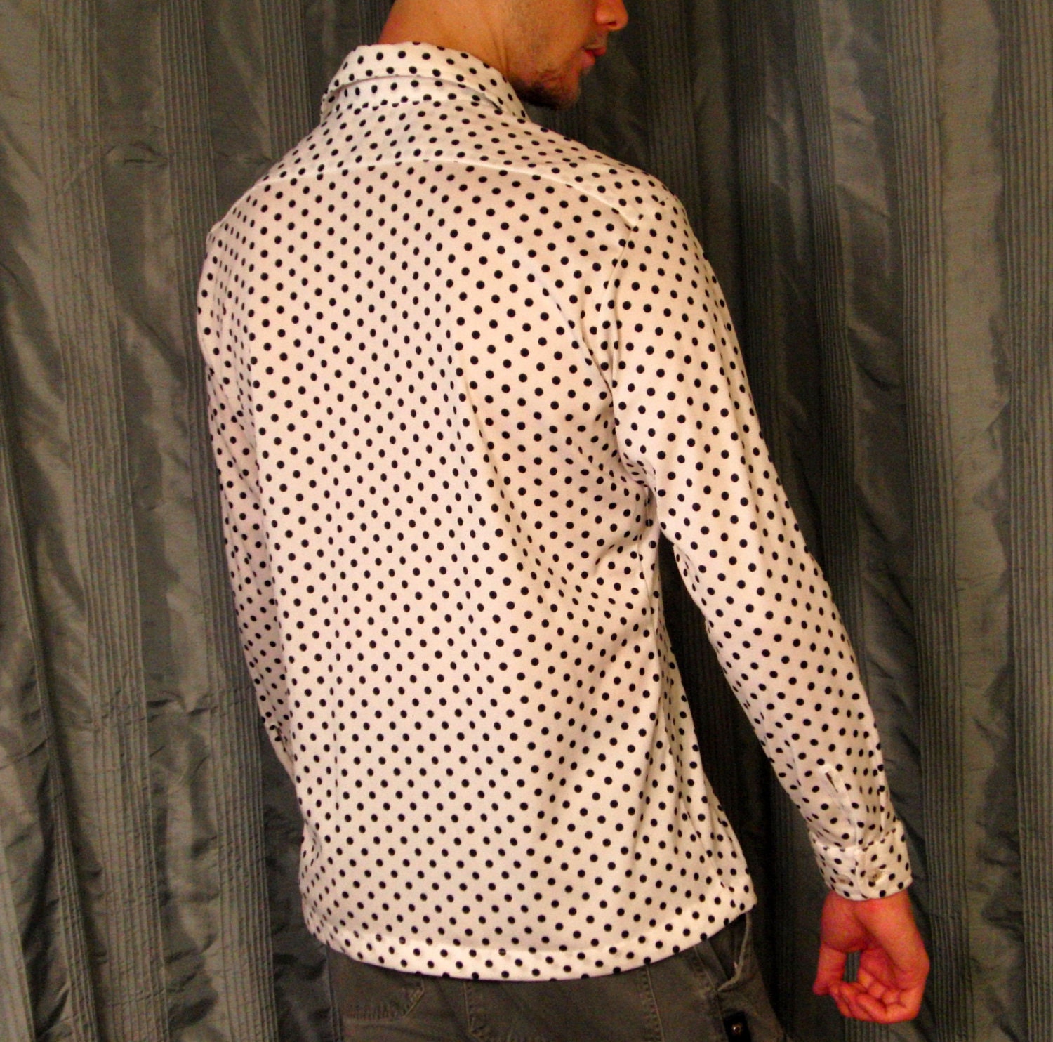 Vintage Men's polka dot shirt made by Steve by JanellyArts on Etsy