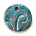 Handmade Artisan Ceramic Earthenware Pendant in Teal on Lavender with Russet TEALAVRP2