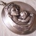 Mother Child Necklace 925 Sterling Silver Tested Pendant Vintage Madonna Large Oval