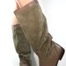 Vintage supple leather riding mid calf tall knee high pirate women flats flat heel suede tan Leather fashion boots 7.5 B M