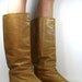 Vintage riding flats women brown tan camel tall knee high Leather fashion campus italy boots 7 M B